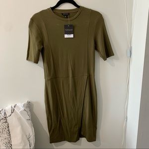 NEW TOPSHOP GREEN BODYCON WRAP DRESS